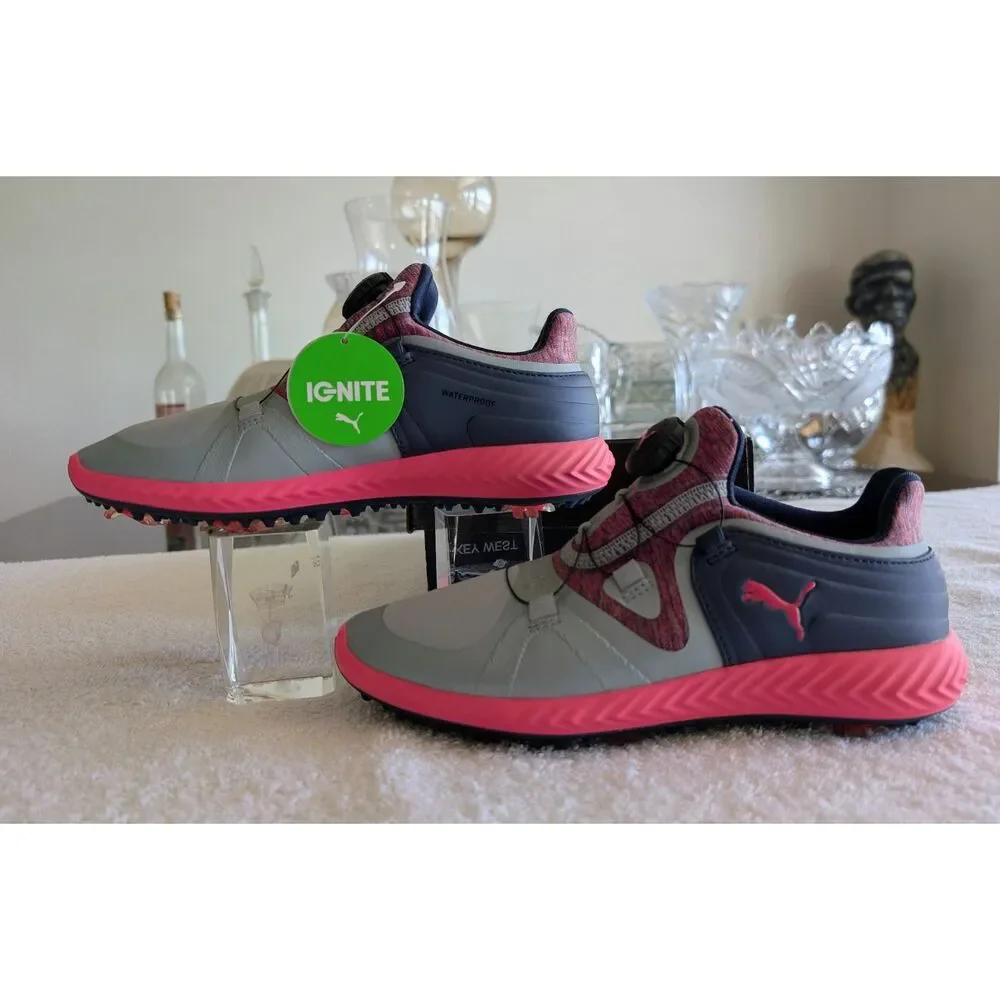 Puma Ignite Blaze Sport DISC Golf Shoes Womens Size 6 Quarry Knockout Pink